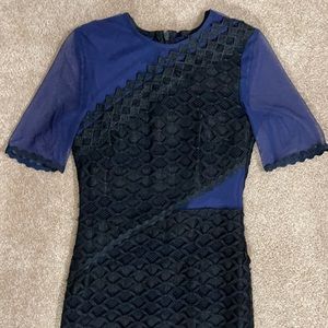 Black and blue mesh bodycon